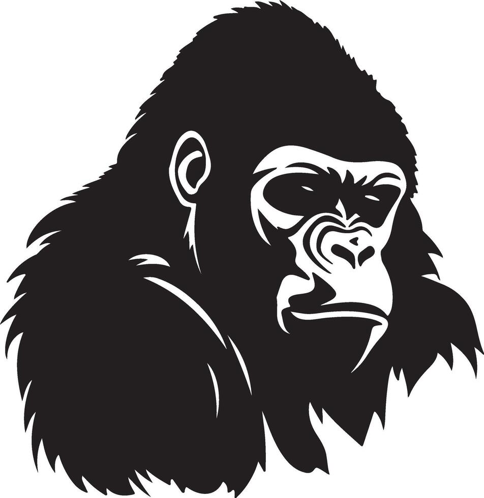 Gorilla Silhouette Vector Illustration White Background