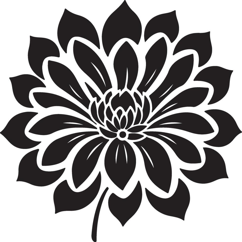 Dahlia Flower Silhouette Vector Illustration White Background