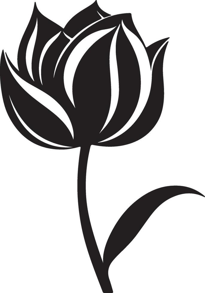 Tulip Flower Silhouette Vector Illustration White Background