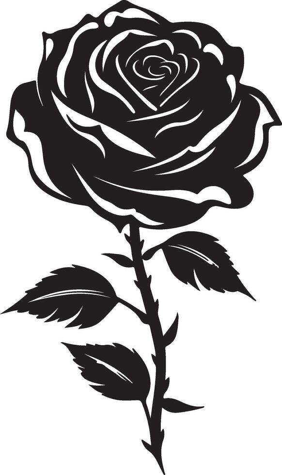 Rose Flower Silhouette Vector Illustration White Background