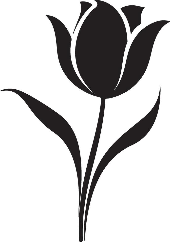Tulip Flower Silhouette Vector Illustration White Background