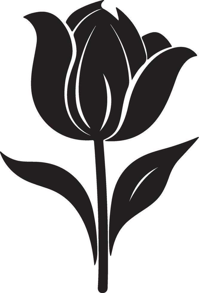 Tulip Flower Silhouette Vector Illustration White Background