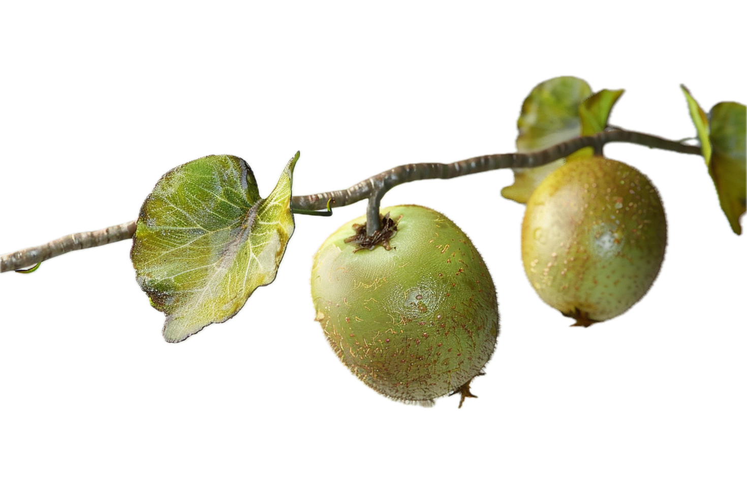 AI generated Kiwi Fruit on Branch with Green Leaves png