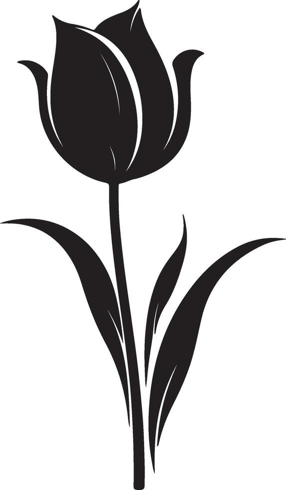 Tulip Flower Silhouette Vector Illustration White Background