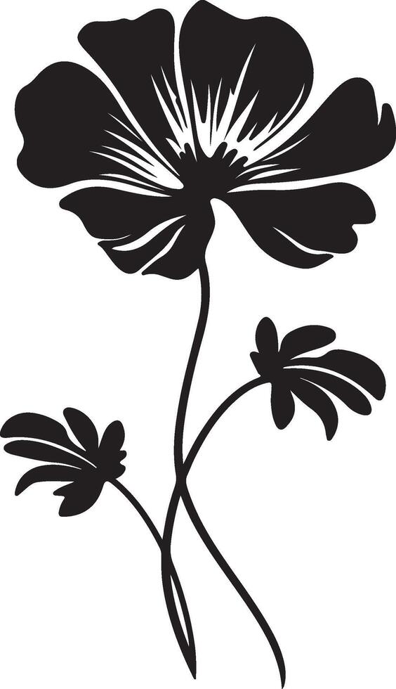 Geranium Flower Silhouette Vector Illustration White Background