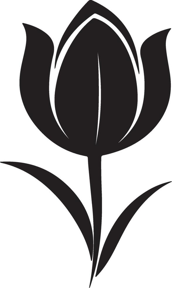 Tulip Flower Silhouette Vector Illustration White Background