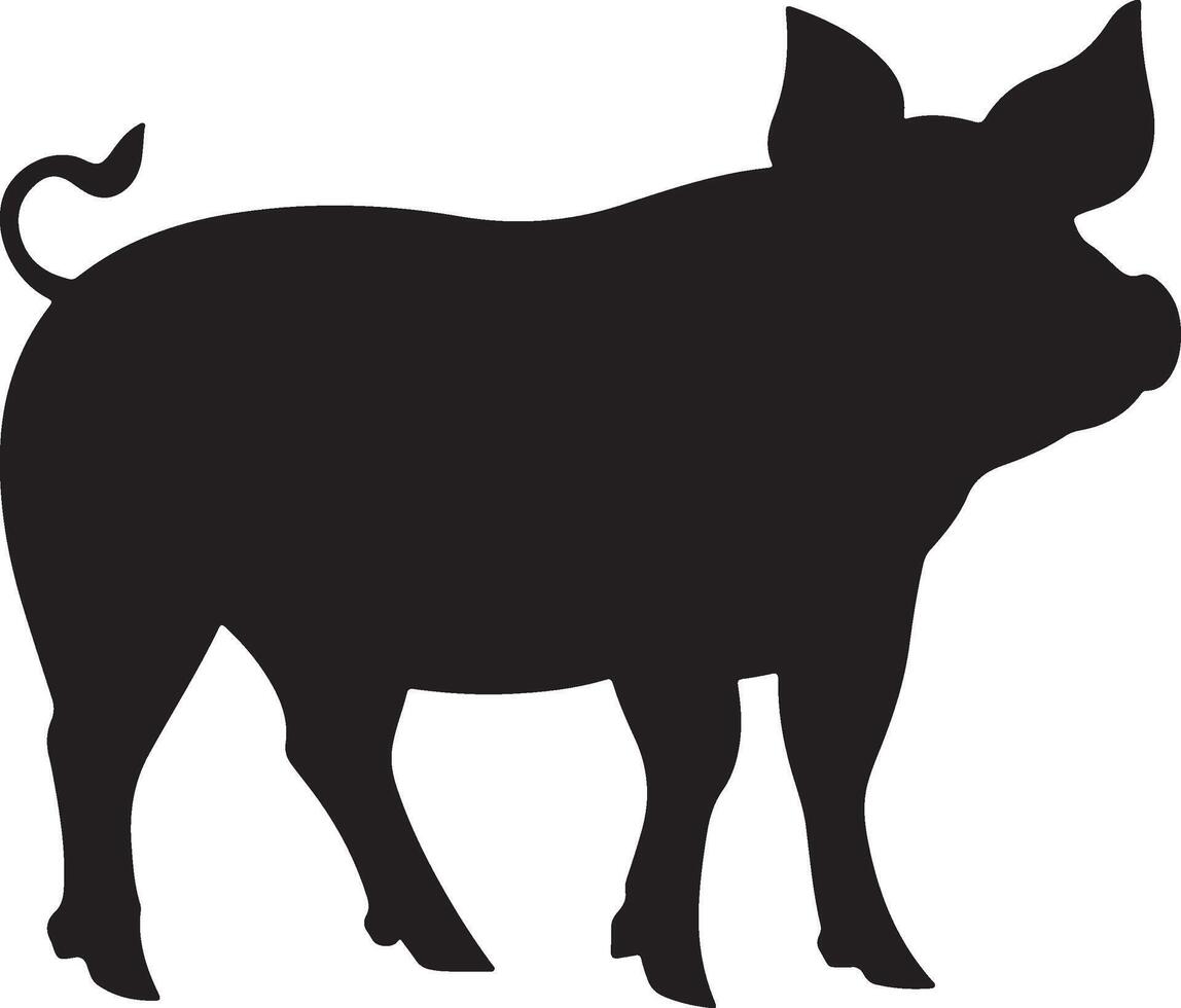 Pig Silhouette Vector Illustration White Background