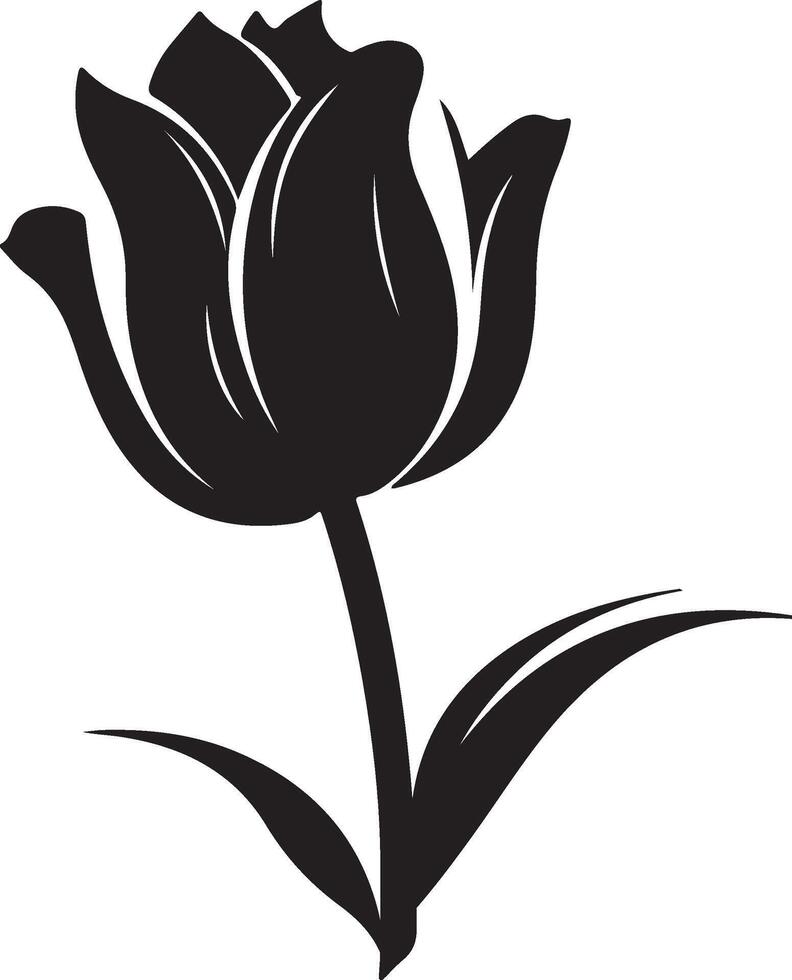 Tulip Flower Silhouette Vector Illustration White Background