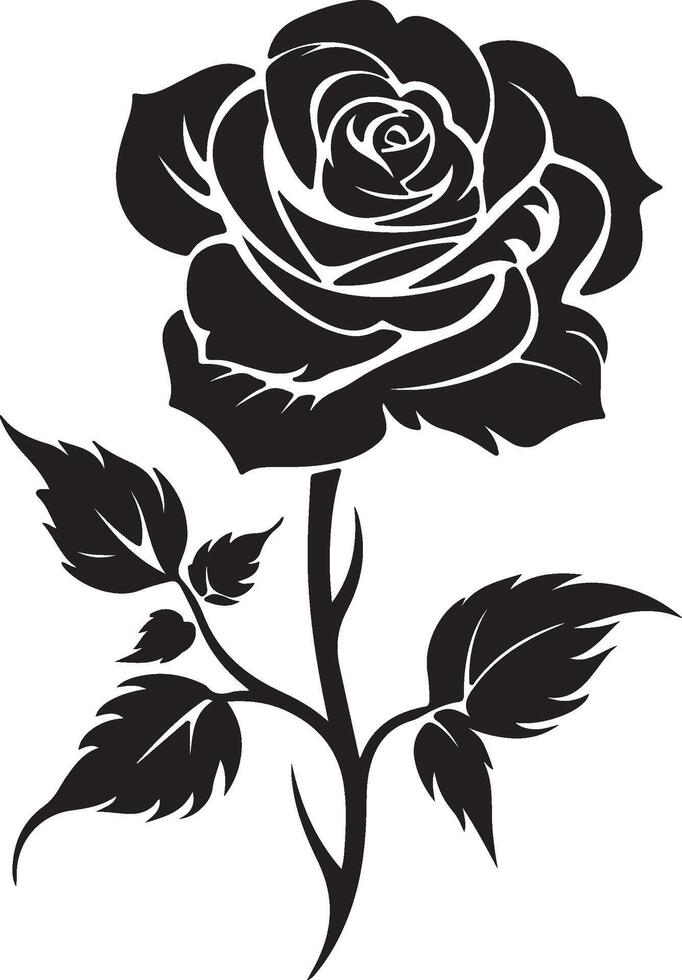 Rose Flower Silhouette Vector Illustration White Background