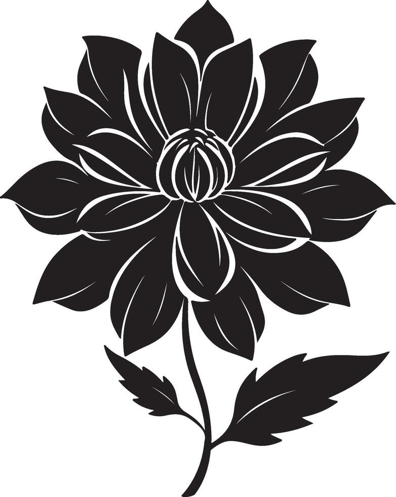 Dahlia Flower Silhouette Vector Illustration White Background