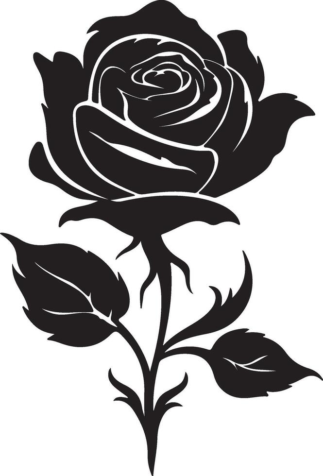 Rose Flower Silhouette Vector Illustration White Background