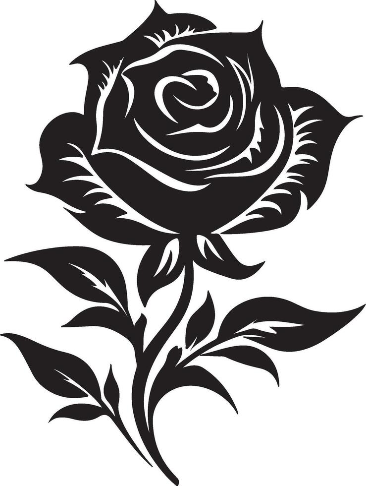 Rose Flower Silhouette Vector Illustration White Background