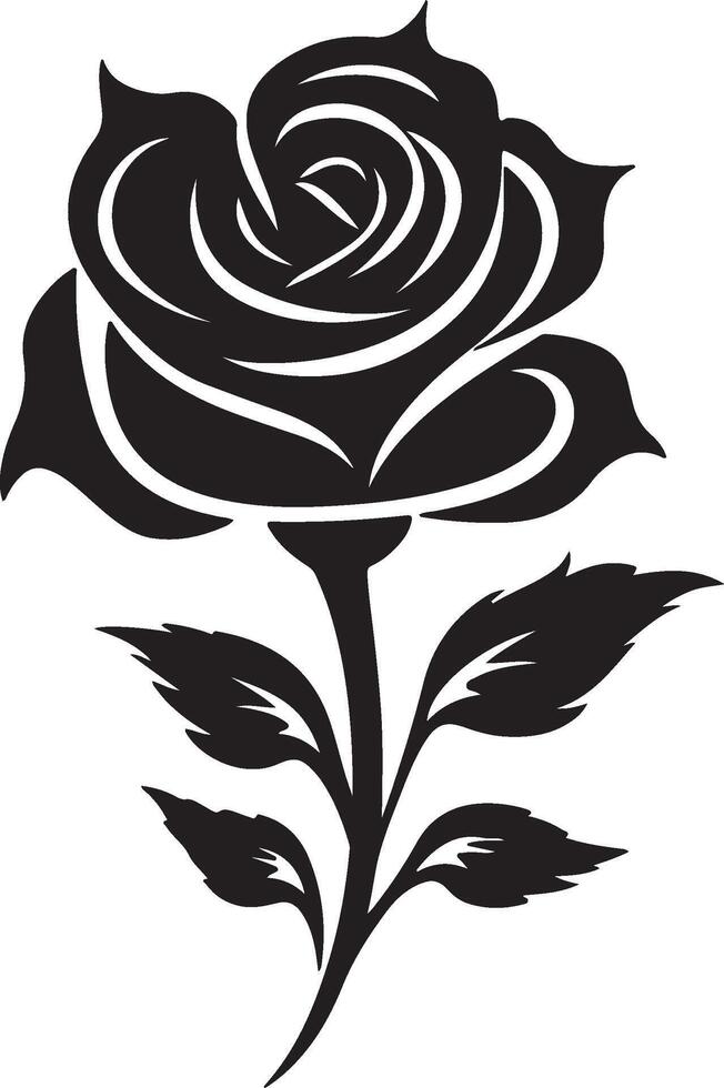 Rose Flower Silhouette Vector Illustration White Background