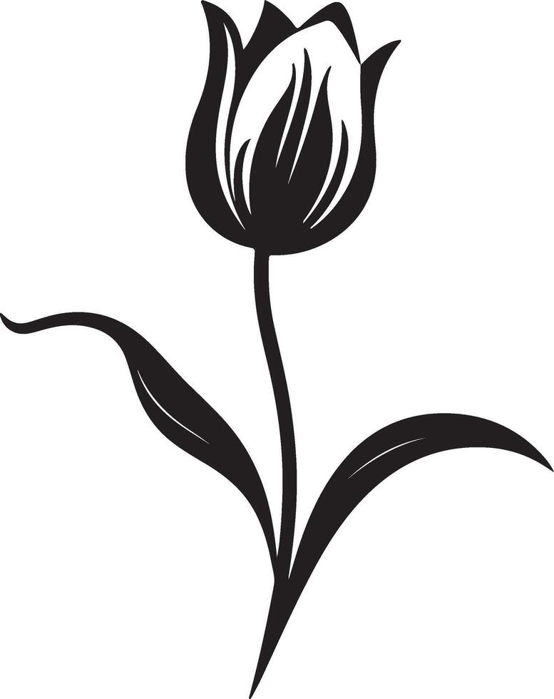 Tulip Flower Silhouette Vector Illustration White Background