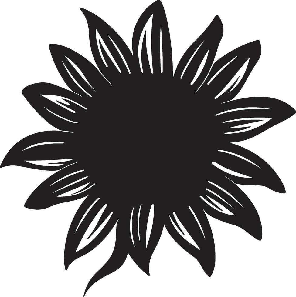 Sunflower Silhouette Vector Illustration White Background