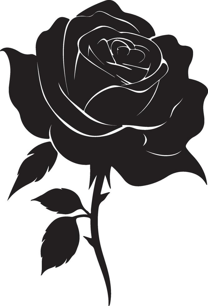 Rose Flower Silhouette Vector Illustration White Background