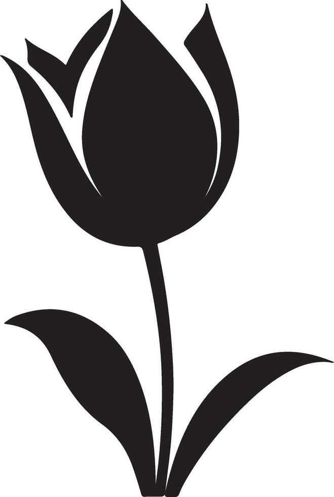 Tulip Flower Silhouette Vector Illustration White Background