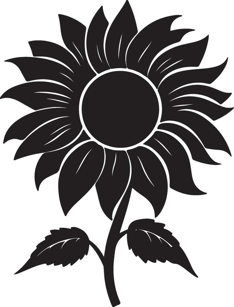 Sunflower Silhouette Vector Illustration White Background