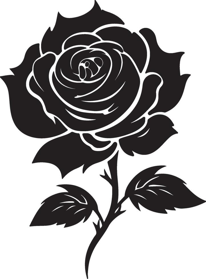 Rose Flower Silhouette Vector Illustration White Background