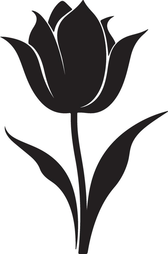Tulip Flower Silhouette Vector Illustration White Background