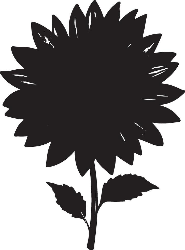 Sunflower Silhouette Vector Illustration White Background