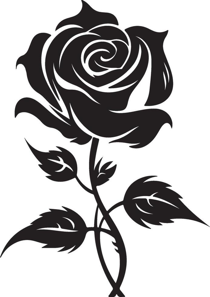 Rose Flower Silhouette Vector Illustration White Background