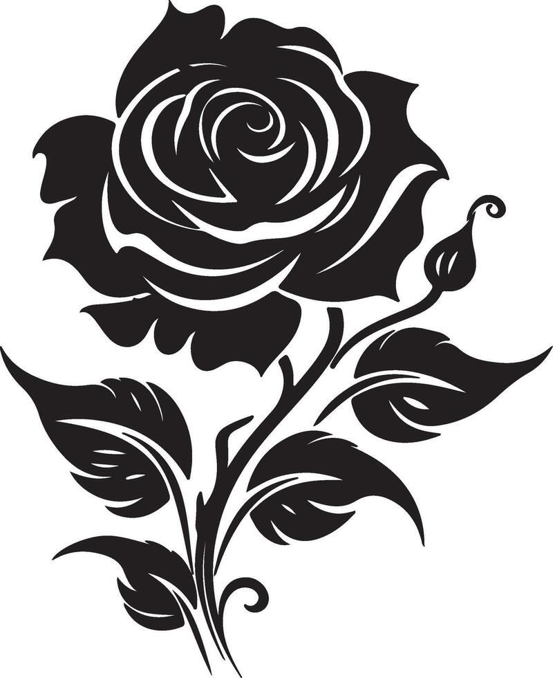 Rose Flower Silhouette Vector Illustration White Background