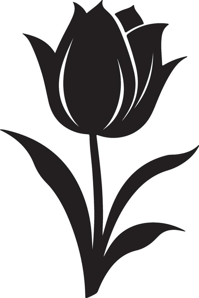 Tulip Flower Silhouette Vector Illustration White Background