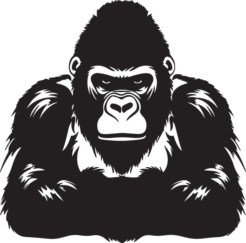 Gorilla Silhouette Vector Illustration White Background