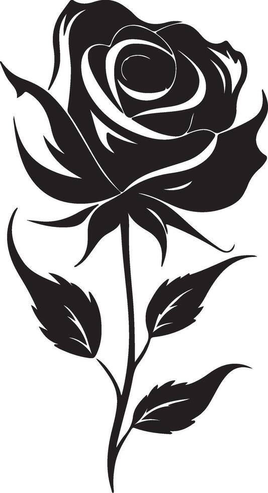 Rose Flower Silhouette Vector Illustration White Background