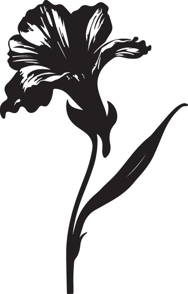 Daffodil Flower Silhouette Vector Illustration White Background