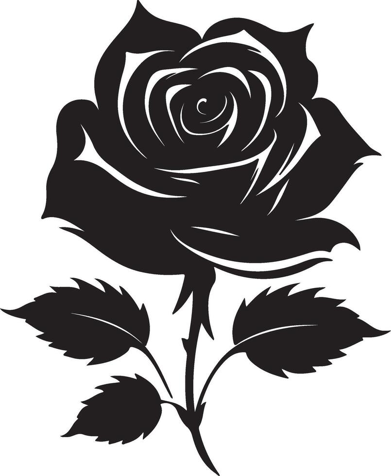 Rose Flower Silhouette Vector Illustration White Background