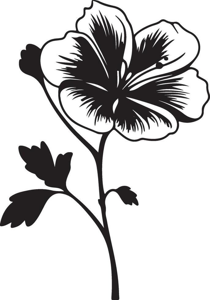 geranio flor silueta vector ilustración blanco antecedentes