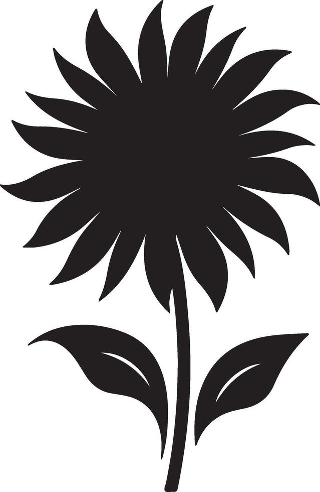 Sunflower Silhouette Vector Illustration White Background