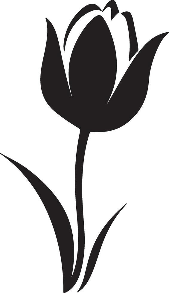 Tulip Flower Silhouette Vector Illustration White Background