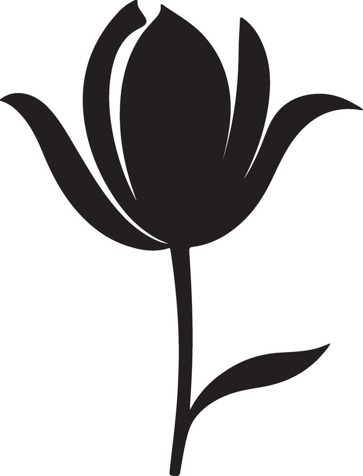 Tulip Flower Silhouette Vector Illustration White Background
