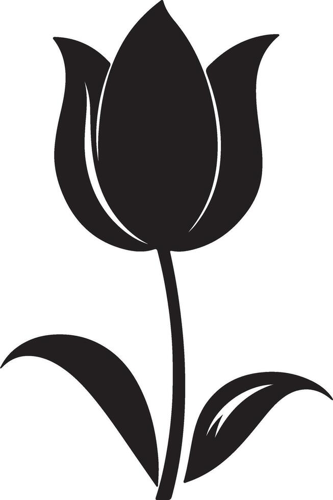 Tulip Flower Silhouette Vector Illustration White Background