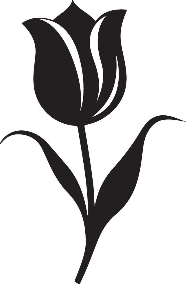 Tulip Flower Silhouette Vector Illustration White Background