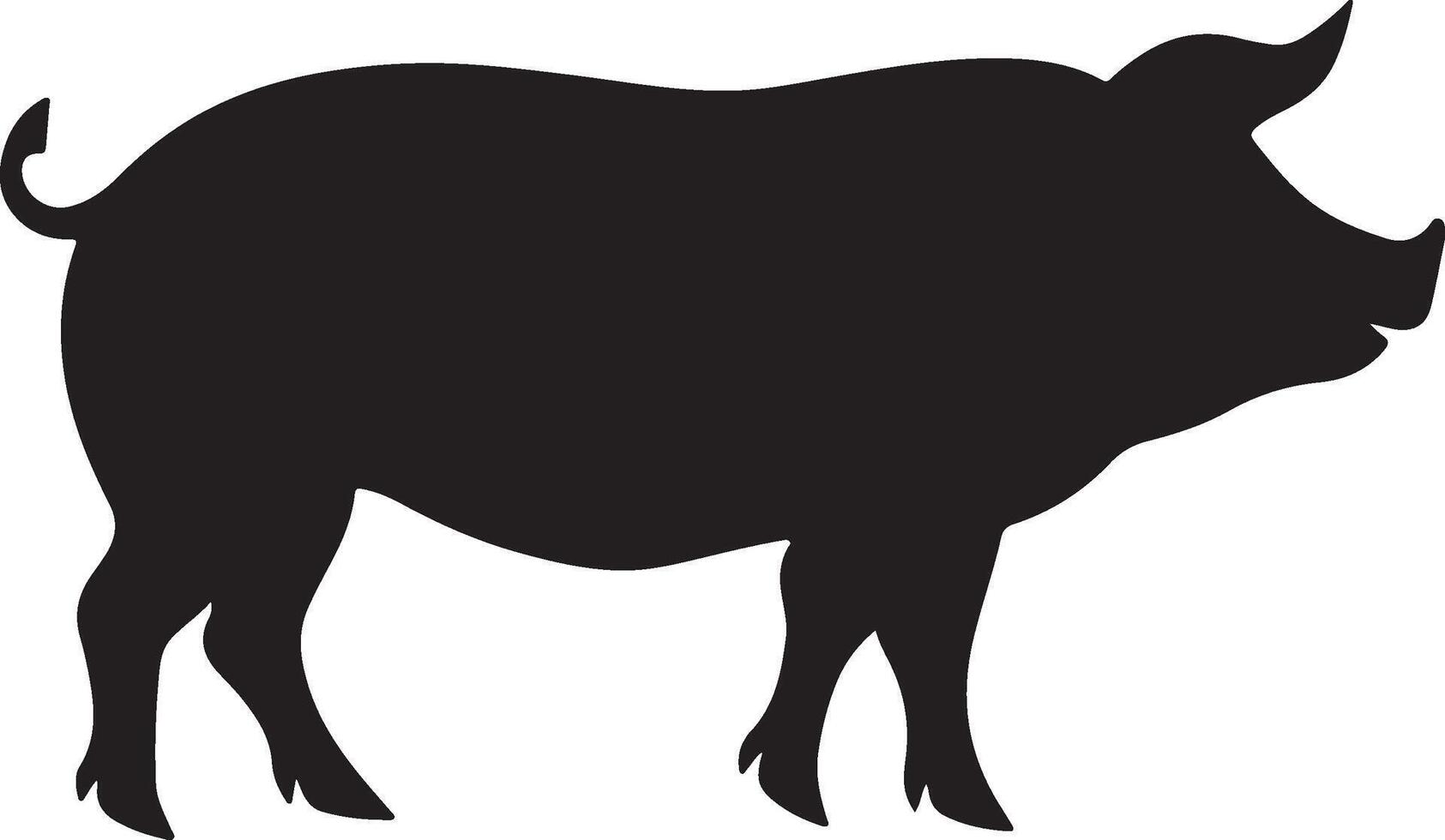 Pig Silhouette Vector Illustration White Background