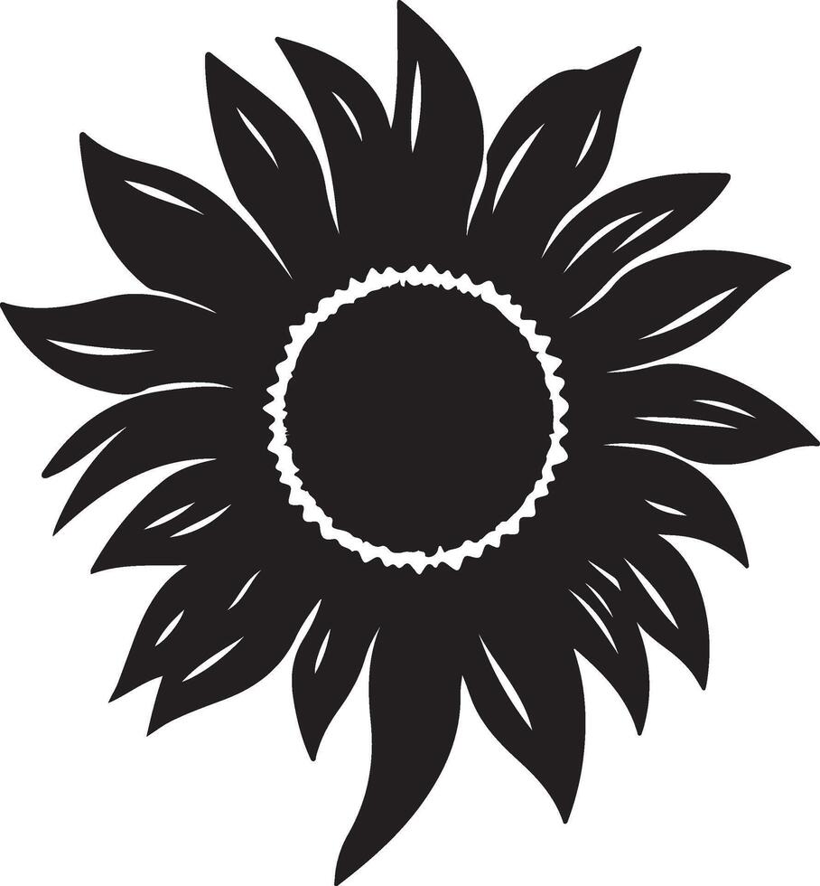 Sunflower Silhouette Vector Illustration White Background