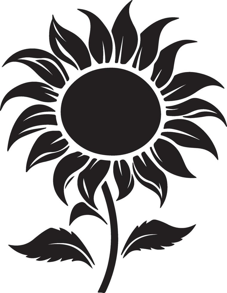 Sunflower Silhouette Vector Illustration White Background