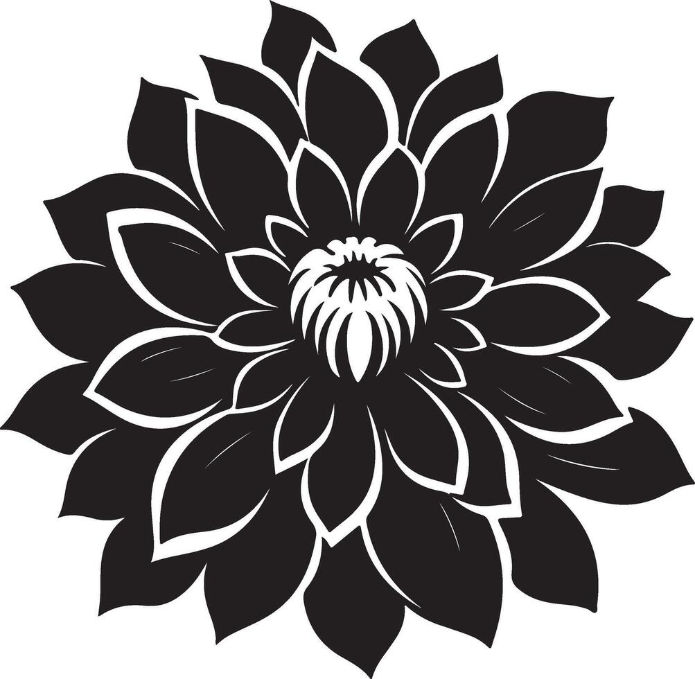 Dahlia Flower Silhouette Vector Illustration White Background