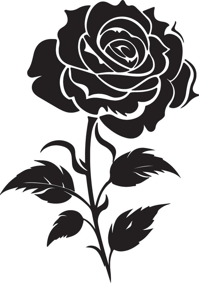 Rosa flor silueta vector ilustración blanco antecedentes