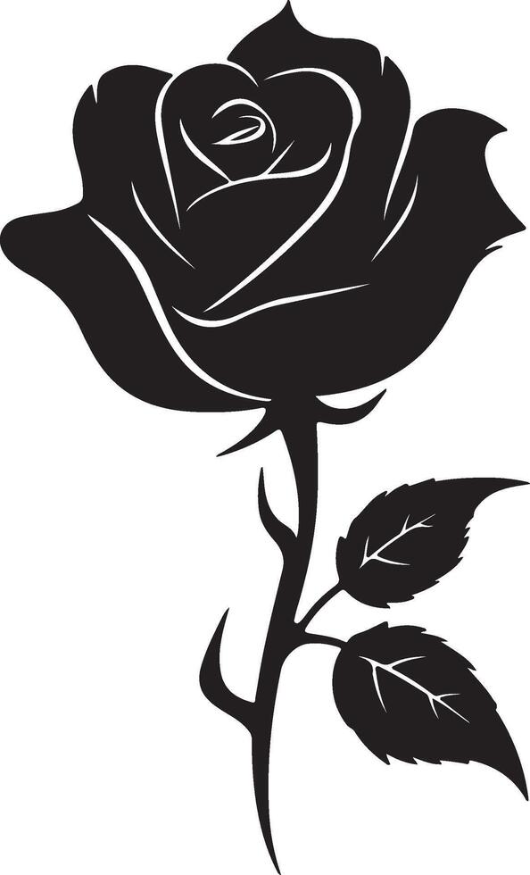 Rose Flower Silhouette Vector Illustration White Background