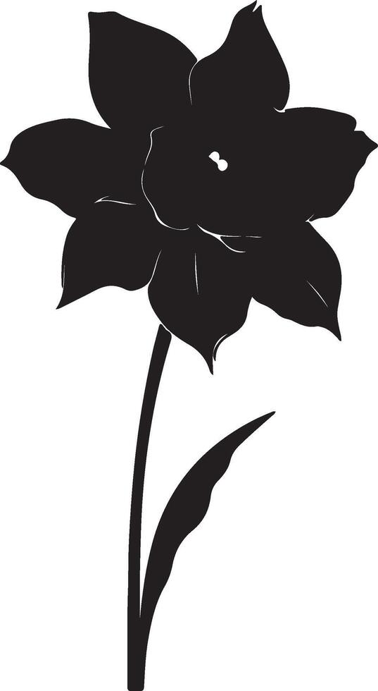 Daffodil Flower Silhouette Vector Illustration White Background