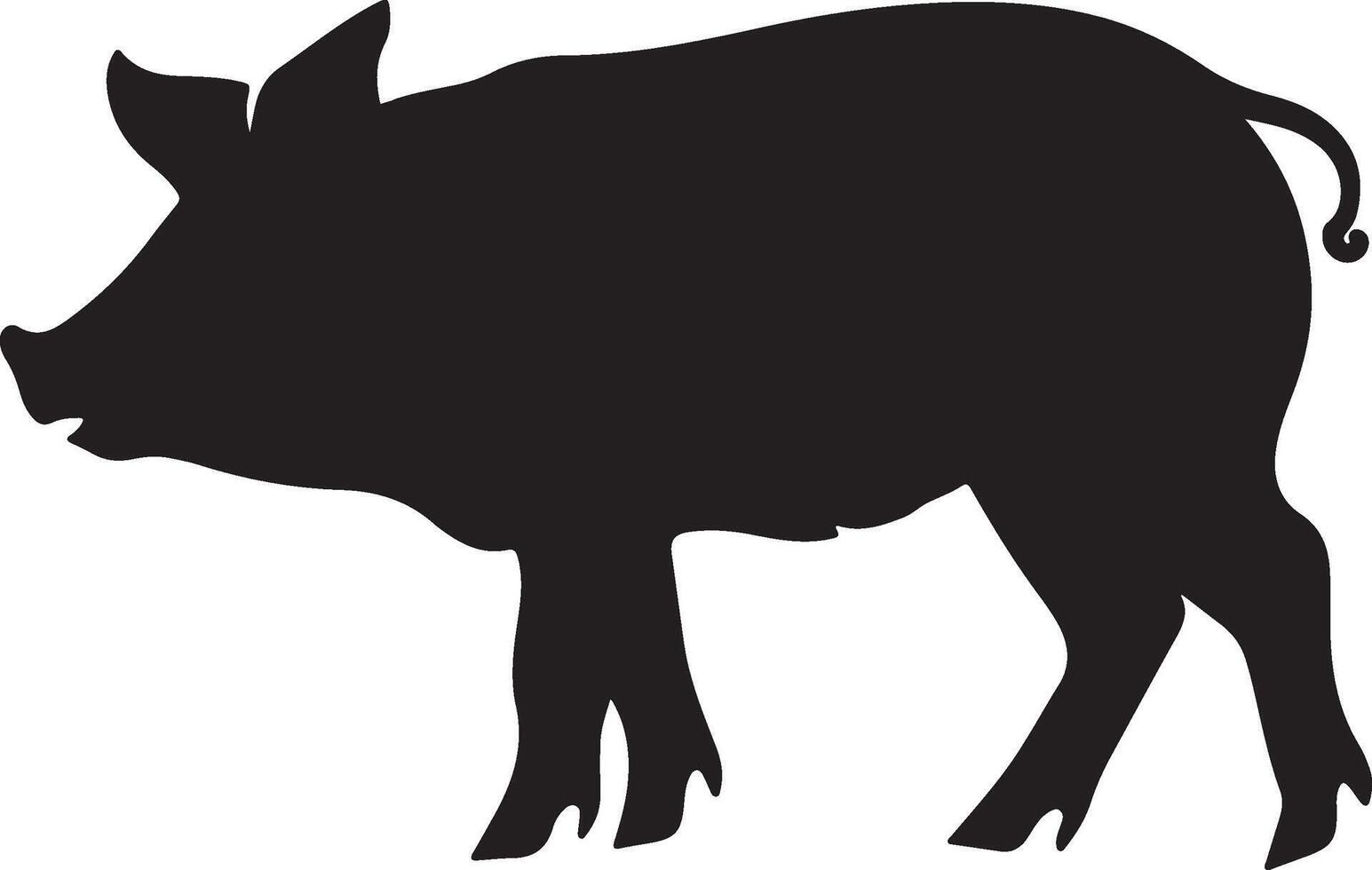 Pig Silhouette Vector Illustration White Background