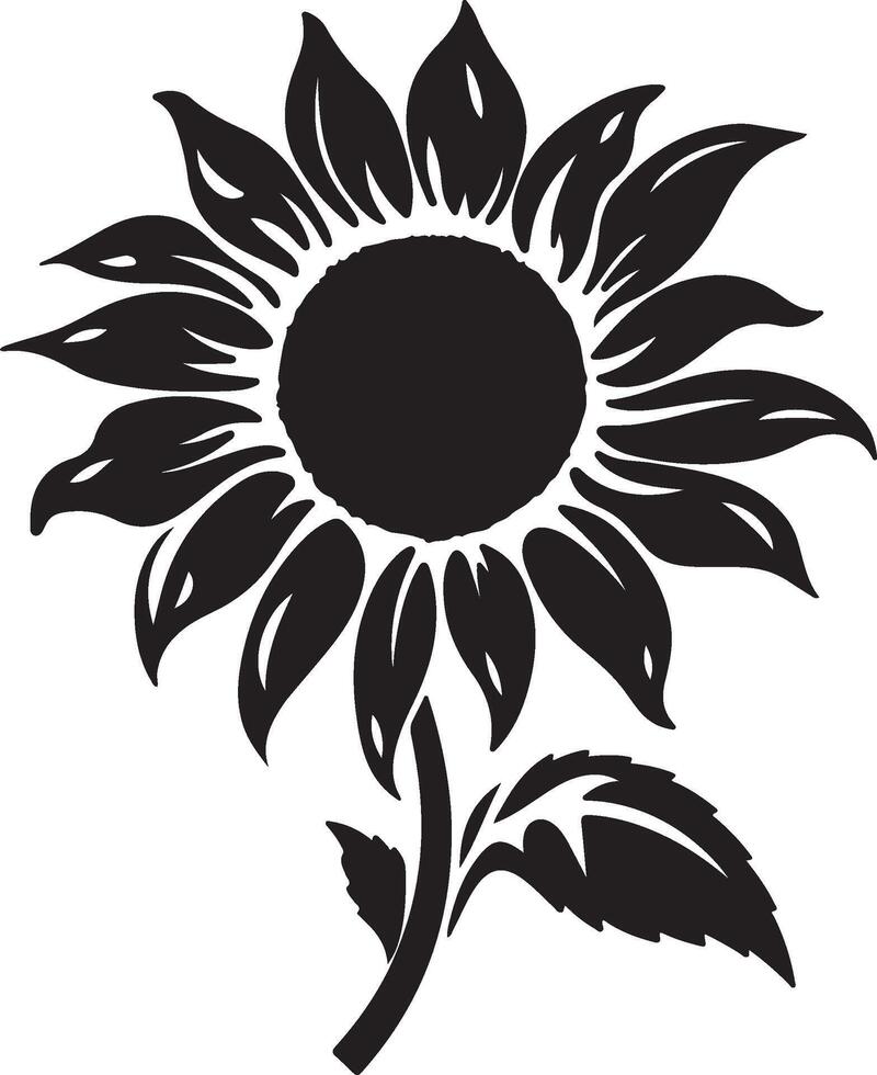 Sunflower Silhouette Vector Illustration White Background