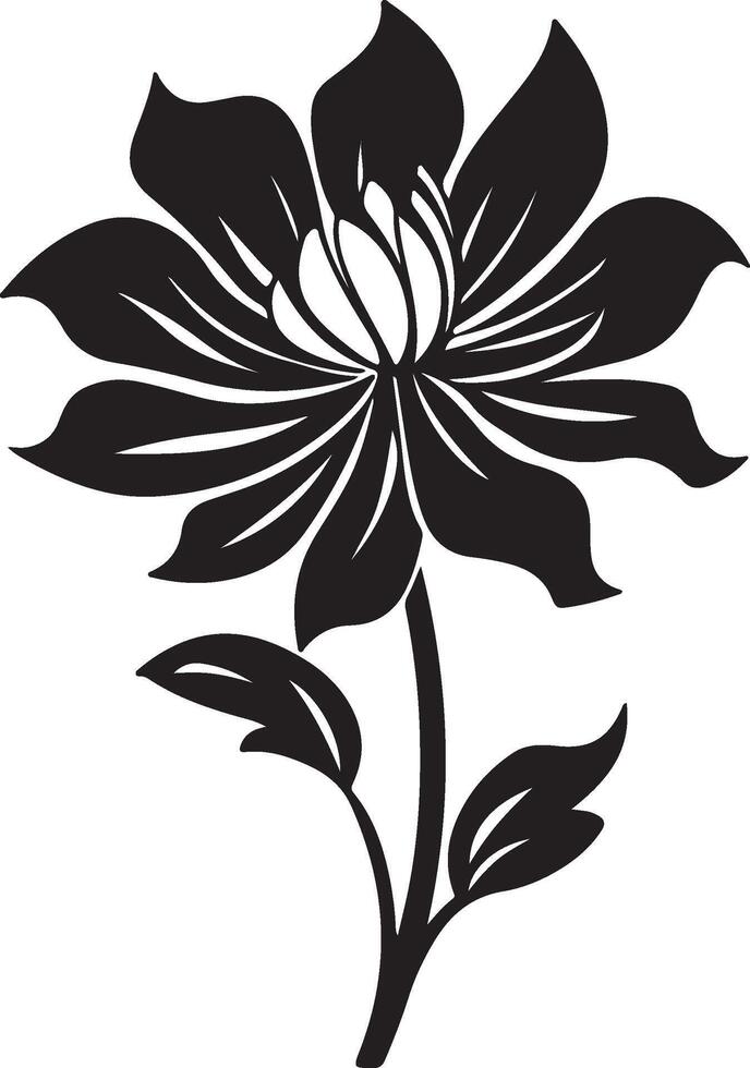 Dahlia Flower Silhouette Vector Illustration White Background