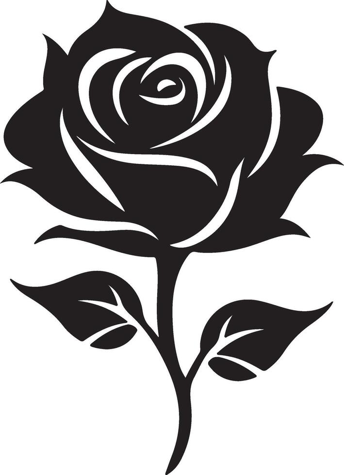 Rose Flower Silhouette Vector Illustration White Background