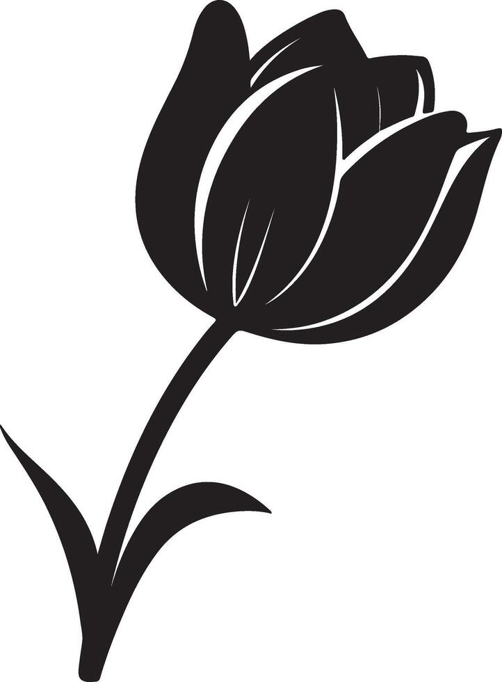 Tulip Flower Silhouette Vector Illustration White Background